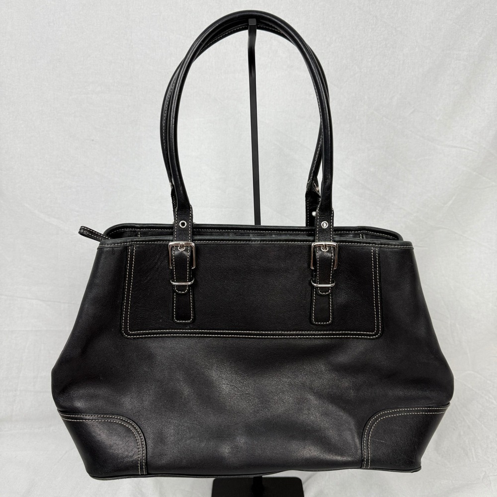Coach‎ Leather Purse Top Handle Bag/ Purse Black Buckle
